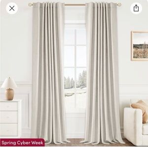 Thermal Insulated Faux Linen Curtains — Light Beige